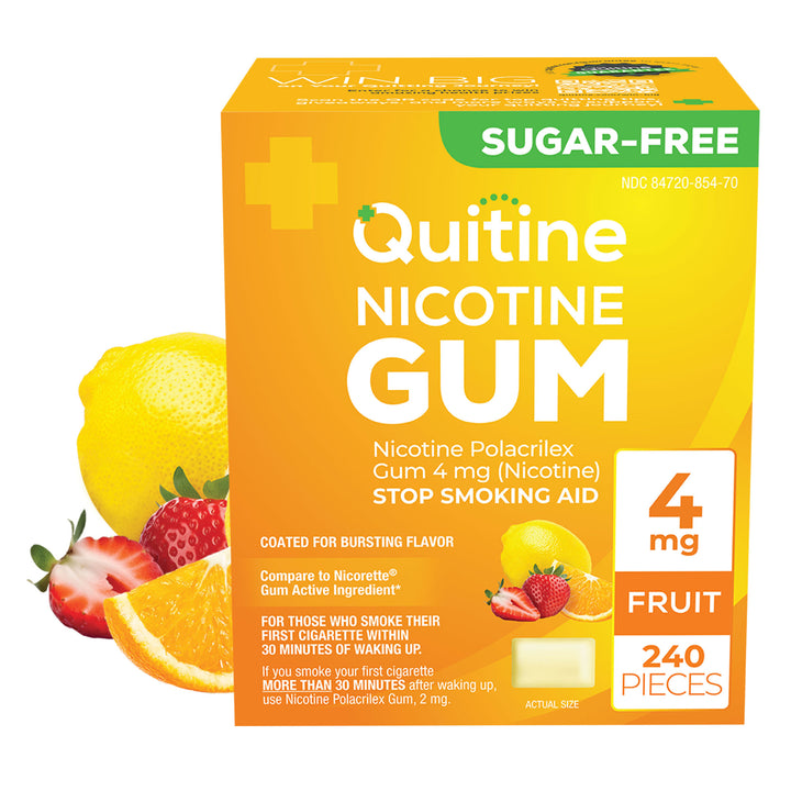 Quitine Nicotine Gum 4mg Traditional Fruit 240 Pieces